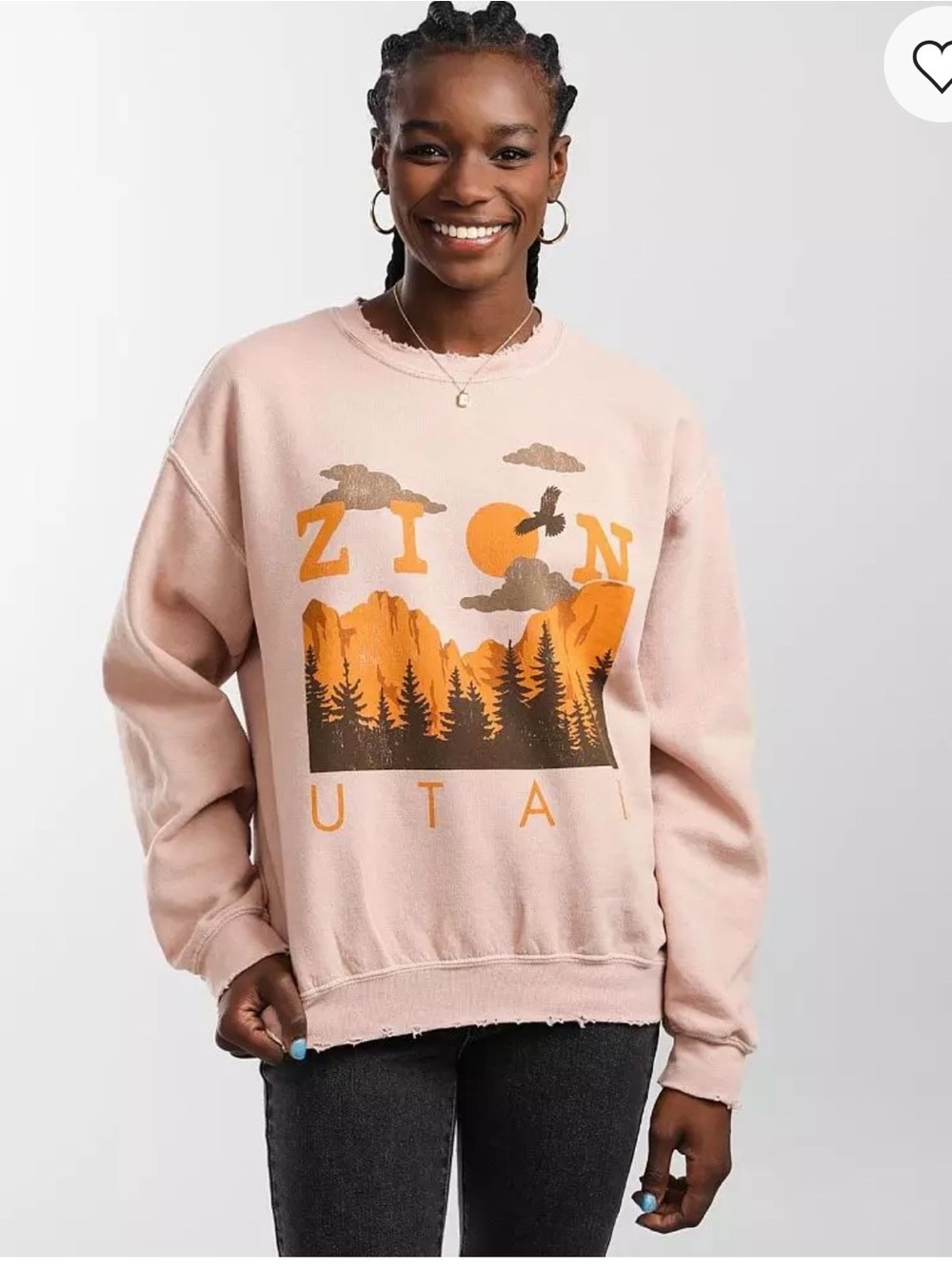 Zion Utah Pink Graphic Crewneck Sweatshirt